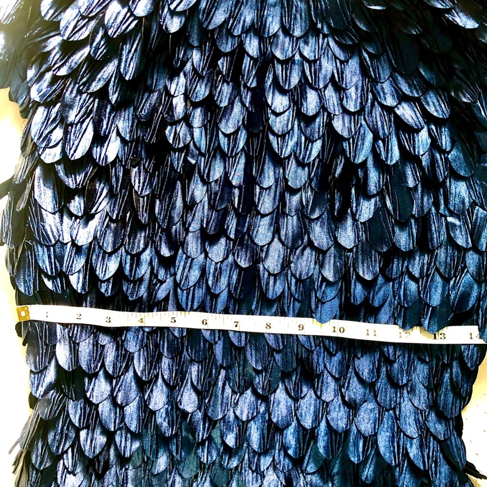 NWT Akira X Ammo The Leafette--Navy Feathered Cocktail Dress, Size S - Picture 6 of 11